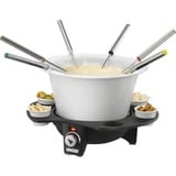 Unold Fondue-Set Elégance silber/schwarz, 1.000 Watt, Edelstahl- und Keramiktopf