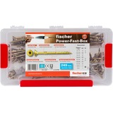 fischer Power-Fast Box, Schrauben-Set 245-teilig, mit 2 Bits