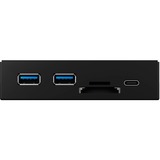 ICY BOX IB-HUB1417-i3, Frontpanel schwarz, 1x USB Type-C, 2x USB Type-A, Kartenleser