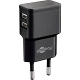 goobay Micro-USB Dual-Ladeset 18 Watt, Ladegerät schwarz, 2,4 A, 1 Meter Kabel USB-A > Micro-USB