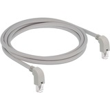 DeLOCK Patchkabel RJ45 Cat.6a S/FTP grau, 2 Meter, gewinkelte Stecker 2x unten