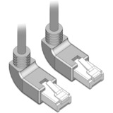 DeLOCK Patchkabel RJ45 Cat.6a S/FTP grau, 2 Meter, gewinkelte Stecker 2x oben