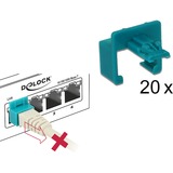 DeLOCK RJ45 Secure Clip Starter Set, Halterung türkis, 20 Stück