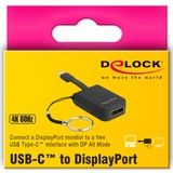 DeLOCK USB Adapter, USB-C Stecker > DisplayPort 4K Buchse schwarz, Schlüsselanhänger, Stecker einklappbar