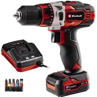 Einhell Akku-Bohrschrauber TE-CD 12/1 Li, 12Volt rot/schwarz, Li-Ionen Akku 2Ah