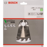 Bosch Kreissägeblatt Optiline Wood, Ø 160mm, 24Z Bohrung 20mm, für Handkreissägen