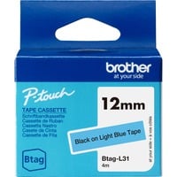 Brother Schriftband Btag-L31 12mm, schwarz auf blau, nicht laminiert