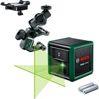 Bosch Kreuzlinienlaser Quigo Green II, mit Klemme grün/schwarz, grüne Laserlinien, Reichweite 10 Meter