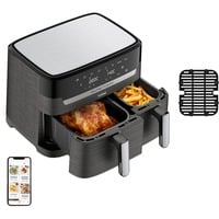 Tefal Doppel-Heißluftfritteuse Dual Easy Fry & Grill schwarz, 2.700 Watt, 2 Körbe 5,2 Liter + 3,1 Liter	