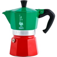 Bialetti Moka Express Tricolore, Espressomaschine grün/rot, 6 Tassen