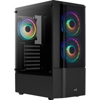 Aerocool Quantum-G-BK-v3, Tower-Gehäuse schwarz/grau, Frontpanel aus Acryl, Seitenteil aus Tempered Glass