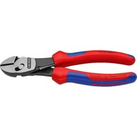 KNIPEX TwinForce Hochleistungs-Seitenschneider, Schneid-Zange rot/blau, 7372180F, mit Öffnungsfeder