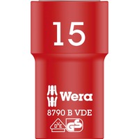 Wera VDE Zyklop-Steckschlüssel-Einsatz, 15mm, 3/8" rot/gelb, isoliert bis 1.000 Volt