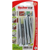 fischer Universaldübel UX 10x60 S K hellgrau, 4 Stück, mit Schraube