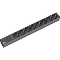 Bachmann 19" IT PDU Steckdosenleiste Basic 8-fach, 1HE schwarz, 2 Meter, 6.500A Überspannungsschutz