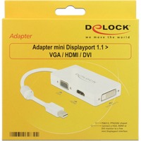 DeLOCK Adapter MiniDisplayport > VGA/HDMI/DVI weiß, 16 cm